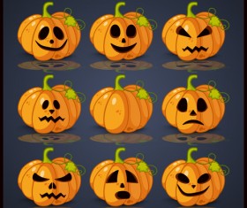 Halloween pumpkin icons set vector material