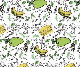 Hamburger with fruits vector seamless pattern 01