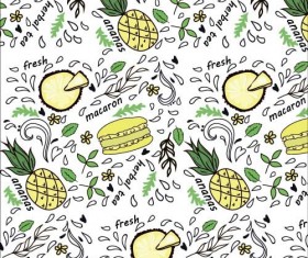 Hamburger with fruits vector seamless pattern 02
