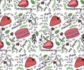 Hamburger with strawberry vector seamless pattern
