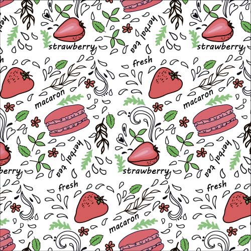 Hamburger with strawberry vector seamless pattern