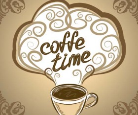 Hand drawn coffee time theme background vector 03