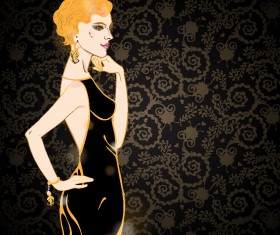 Hand drawn fashion model material vector 02