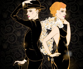 Hand drawn fashion model material vector 03