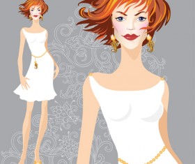 Hand drawn fashion model material vector 06