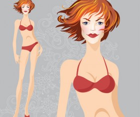 Hand drawn fashion model material vector 07