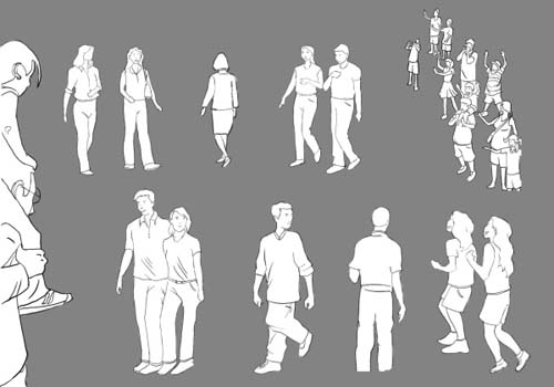 Hand drawn people psd material