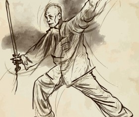 Hand drawn taiji design vector 01