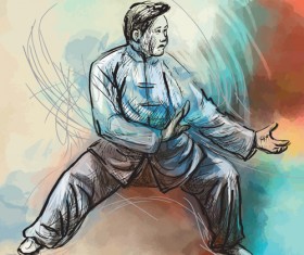 Hand drawn taiji design vector 03