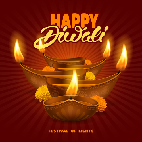 Happy Diwali ethnic styles background vectors 05