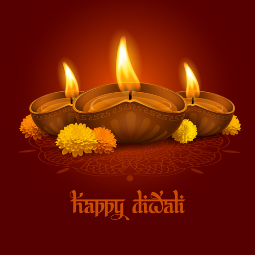 Happy Diwali ethnic styles background vectors 07