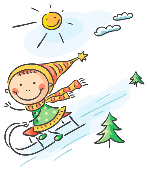 Happy winter children cartoon vector 02 free download
