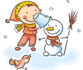 Happy winter children cartoon vector 03