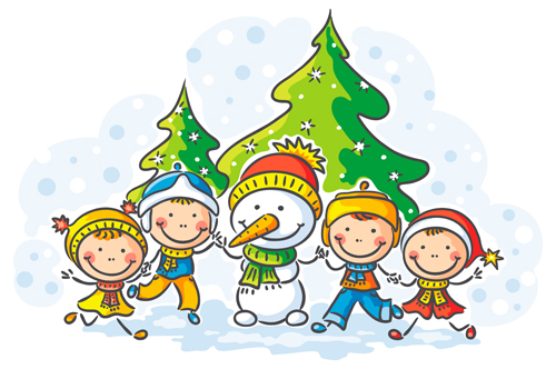 Happy winter children cartoon vector 04 free download
