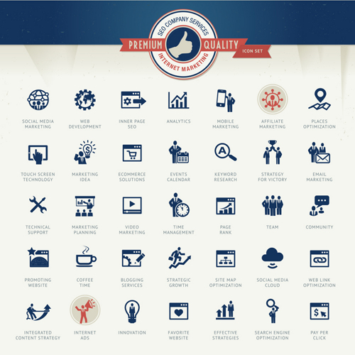 Internet marketing business icons vector