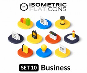 Isometric flat business icons vector 02