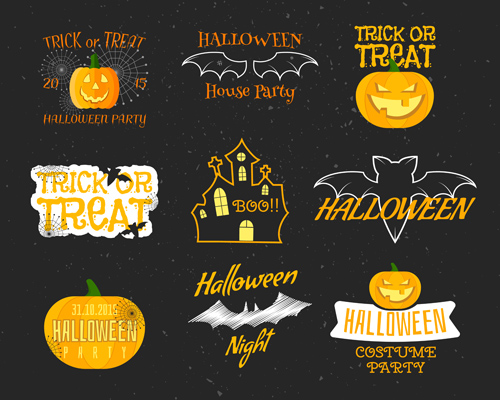 Logos halloween party design vector