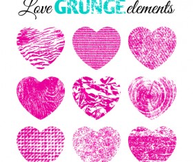Love grunge heart elements vector 01