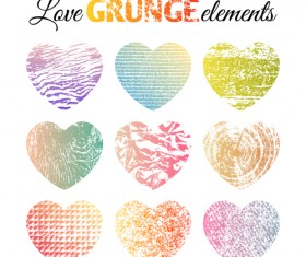 Love grunge heart elements vector 02