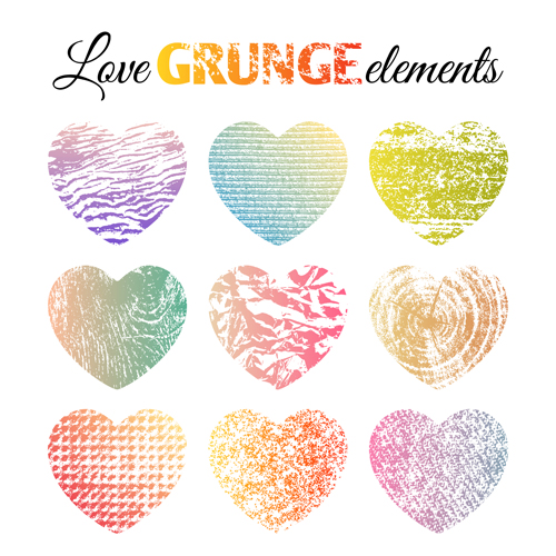 Love grunge heart elements vector 02
