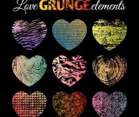 Love grunge heart elements vector 03