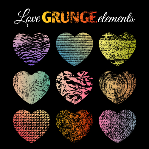 Love grunge heart elements vector 03