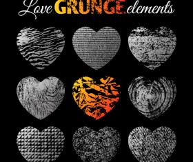 Love grunge heart elements vector 04