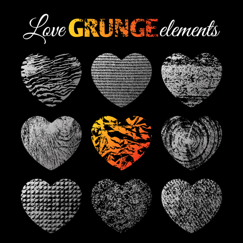 Love grunge heart elements vector 04