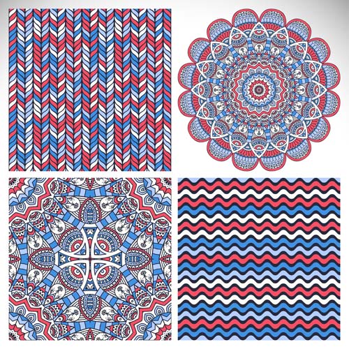 Mandala ornaments with seamless pattern vector 02