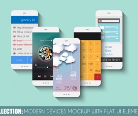 Mobile devices mockup with flat UI elements vector 03