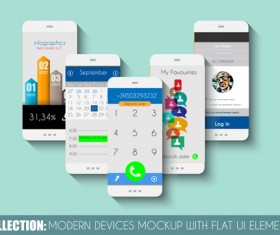 Mobile devices mockup with flat UI elements vector 04