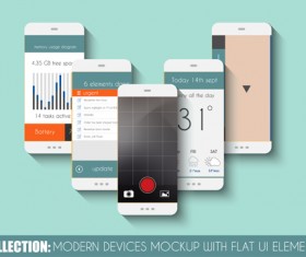 Mobile devices mockup with flat UI elements vector 06