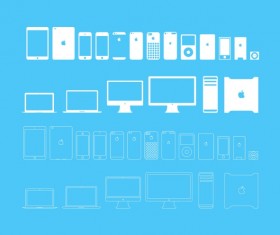 Mobile phones and computers and monitors icons