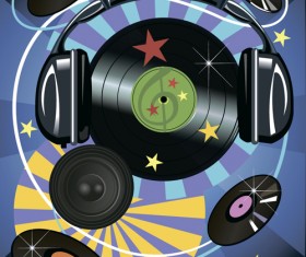 Music Record art background vector 02