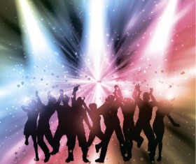 Music party backgrounds with people silhouettes vectors 01