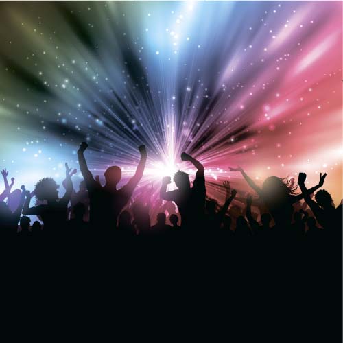 Music party backgrounds with people silhouettes vectors 02