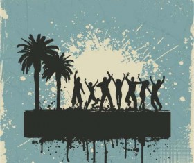 Music party backgrounds with people silhouettes vectors 03