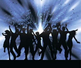 Music party backgrounds with people silhouettes vectors 04