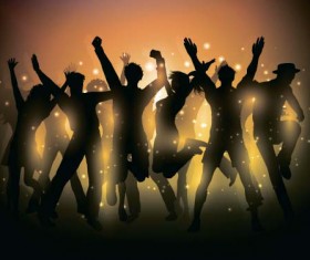 Music party backgrounds with people silhouettes vectors 05