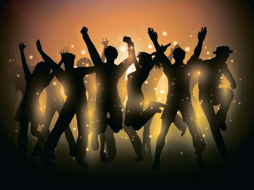 Music party backgrounds with people silhouettes vectors 05