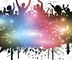 Music party backgrounds with people silhouettes vectors 07