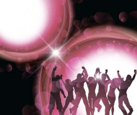 Music party backgrounds with people silhouettes vectors 09