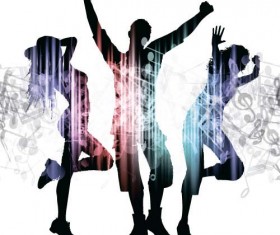 Music party backgrounds with people silhouettes vectors 10