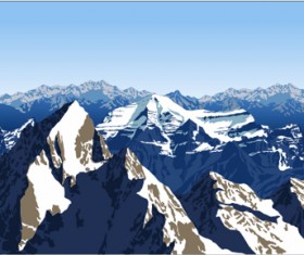 Mysterious snow mountain landscape vector graphics 02