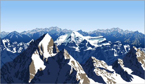 Mysterious snow mountain landscape vector graphics 02