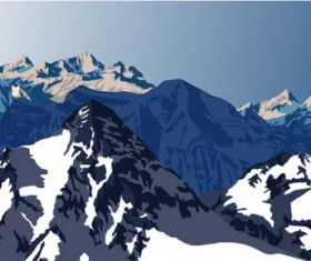 Mysterious snow mountain landscape vector graphics 03