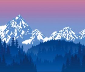 Mysterious snow mountain landscape vector graphics 04
