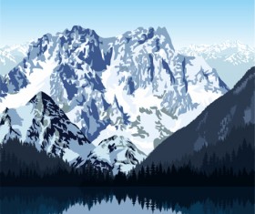 Mysterious snow mountain landscape vector graphics 05