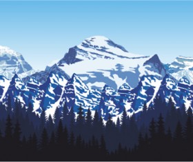 Mysterious snow mountain landscape vector graphics 06