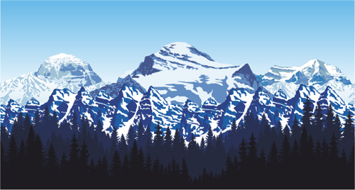 Mysterious snow mountain landscape vector graphics 06